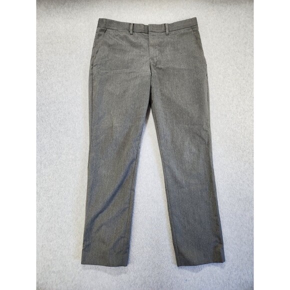 Express Photographer Dress Pants grey Womens sSZ 31/30 Flat Front Work Pinstripe - Picture 1 of 11